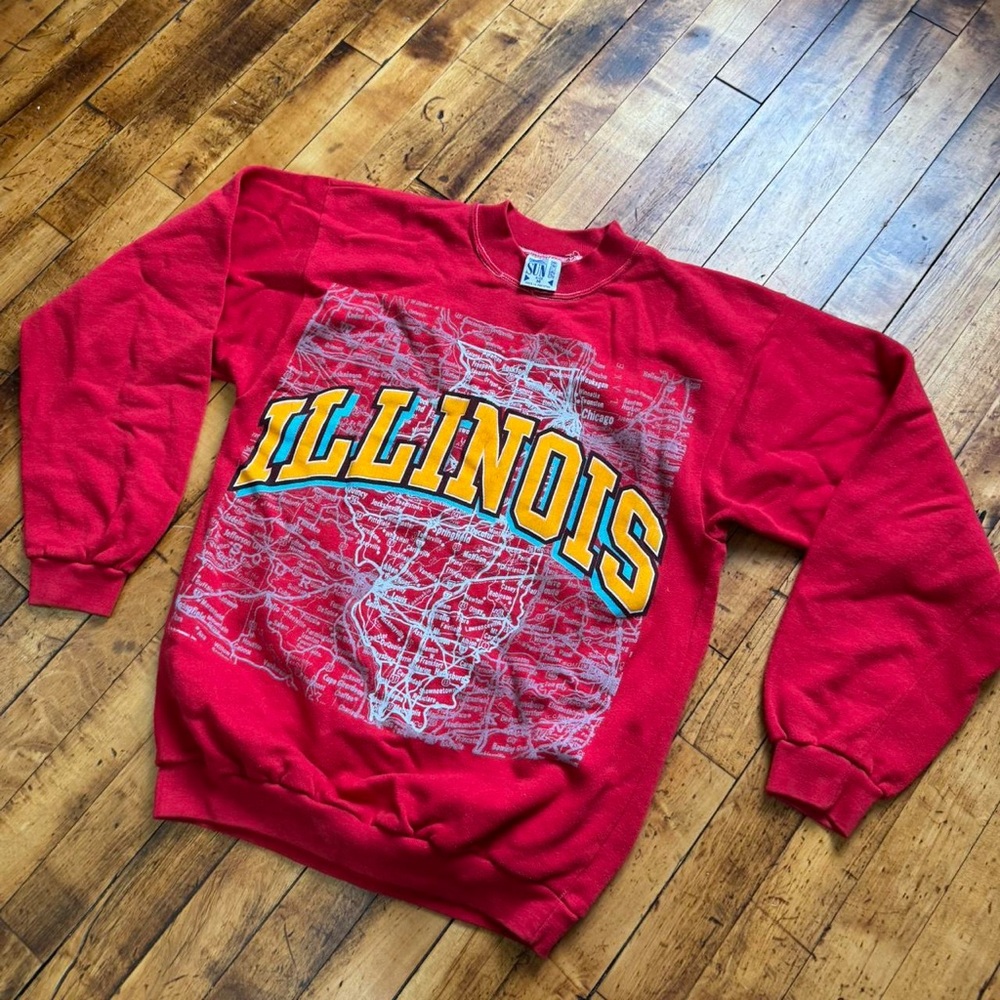 Vintage 90s Red Illinois Crewneck Sweater